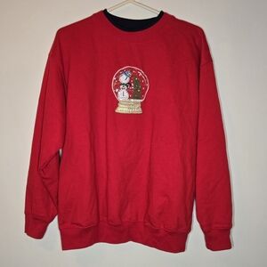 MC Sportswear Snowman Snowglobe Ugly Christmas Sweater Crewneck Sweatshirt Large